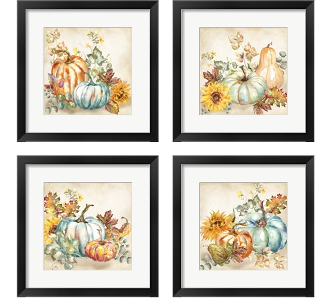 Watercolor Harvest Pumpkin 4 Piece Framed Art Print Set by Tre Sorelle Studios