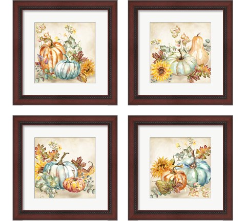 Watercolor Harvest Pumpkin 4 Piece Framed Art Print Set by Tre Sorelle Studios