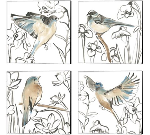 Songbird Meadow 4 Piece Canvas Print Set by June Erica Vess