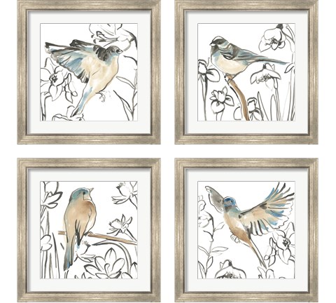 Songbird Meadow 4 Piece Framed Art Print Set by June Erica Vess