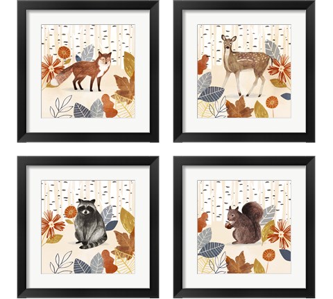 Cozy Autumn Woodland 4 Piece Framed Art Print Set by Victoria Borges