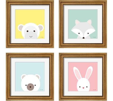 Cuddly Animal 4 Piece Framed Art Print Set by Ann Kelle