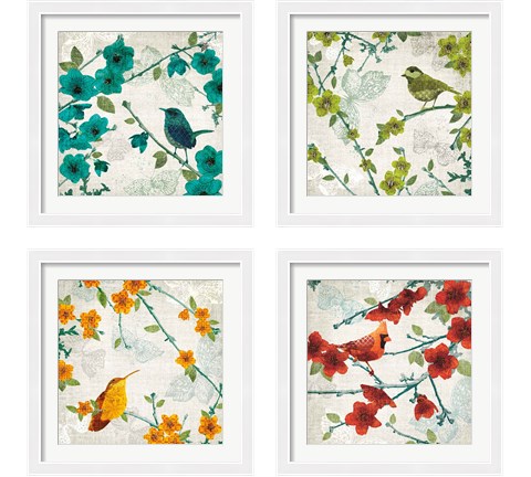 Birds and Butterflies 4 Piece Framed Art Print Set by Tandi Venter