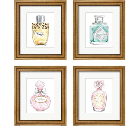 Glamour Pup Perfume 4 Piece Framed Art Print Set by Beth Grove