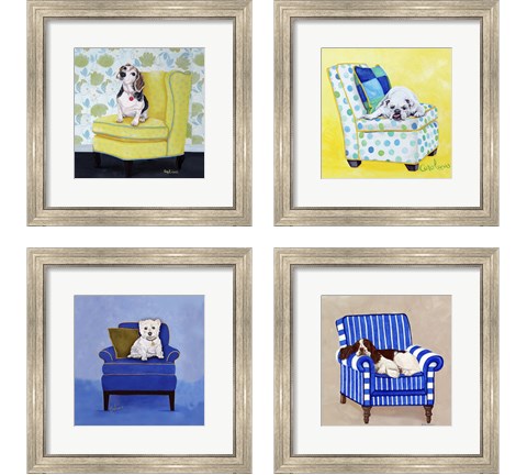 Dogs on Chairs 4 Piece Framed Art Print Set by Carol Dillon