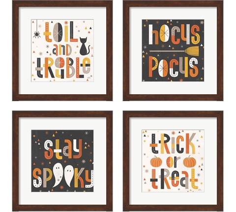 Retro Halloween 4 Piece Framed Art Print Set by Laura Marshall