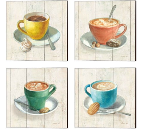 Wake Me Up Coffee 4 Piece Canvas Print Set by Danhui Nai