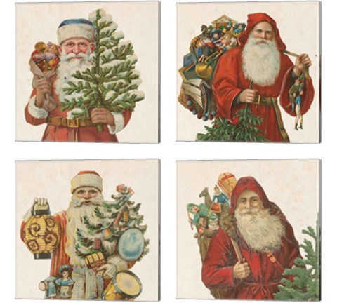 Victorian Santa 4 Piece Canvas Print Set by Wild Apple Portfolio