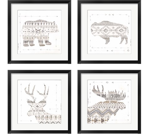 Patterned Forest Animal 4 Piece Framed Art Print Set by Cindy Shamp