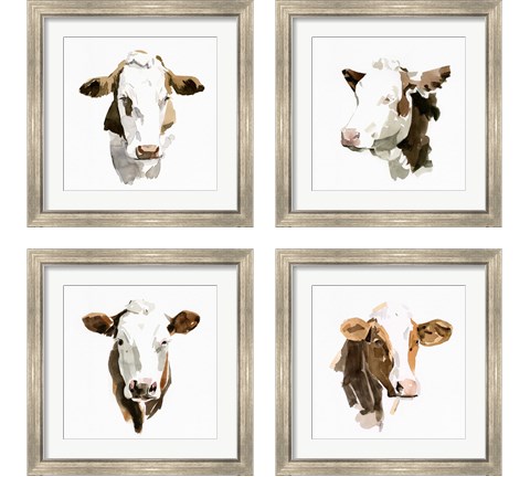 Watercolor Bovine 4 Piece Framed Art Print Set by Emma Caroline