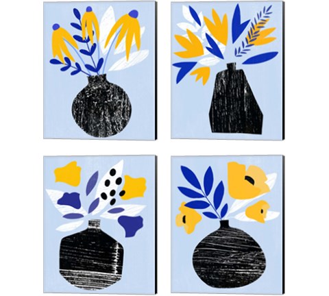 Ruffled Vase 4 Piece Canvas Print Set by Annie Warren