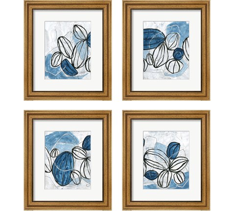 Blue Lanterns 4 Piece Framed Art Print Set by June Erica Vess