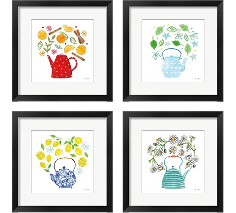 Organic Tea  4 Piece Framed Art Print Set by Farida Zaman