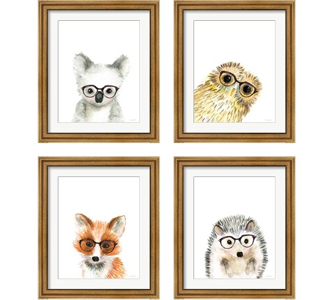 Animal in Glasses 4 Piece Framed Art Print Set by Mercedes Lopez Charro