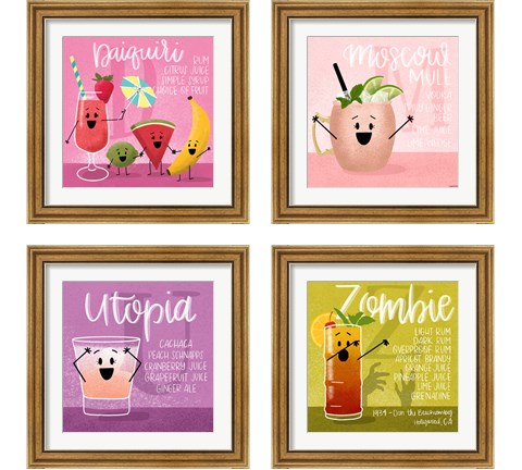 Cartoon Cocktails 4 Piece Framed Art Print Set by Kyra Brown