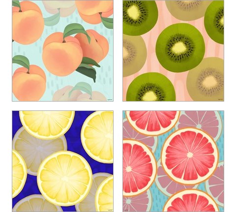 Colorful Fruit 4 Piece Art Print Set by Kyra Brown