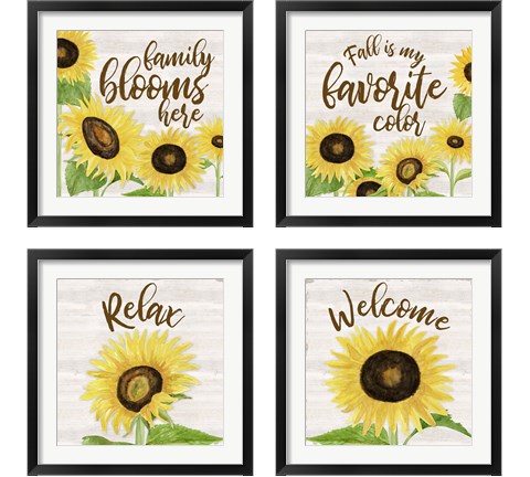 Fall Sunflower Sentiment 4 Piece Framed Art Print Set by Tara Reed