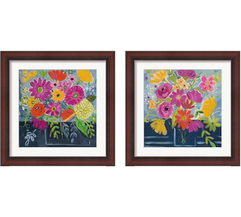 Folk Floral 2 Piece Framed Art Print Set by Farida Zaman