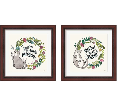 Purrfect Garden 2 Piece Framed Art Print Set by Janelle Penner