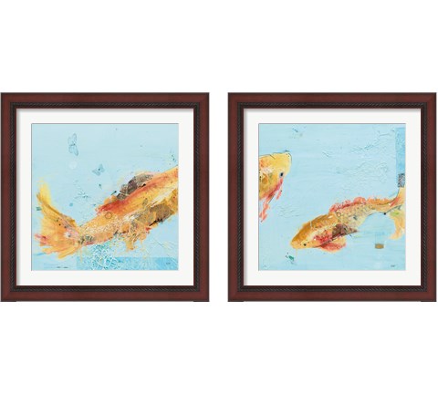 Fish in the Sea Aqua 2 Piece Framed Art Print Set by Kellie Day