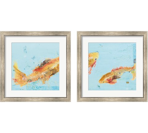 Fish in the Sea Aqua 2 Piece Framed Art Print Set by Kellie Day