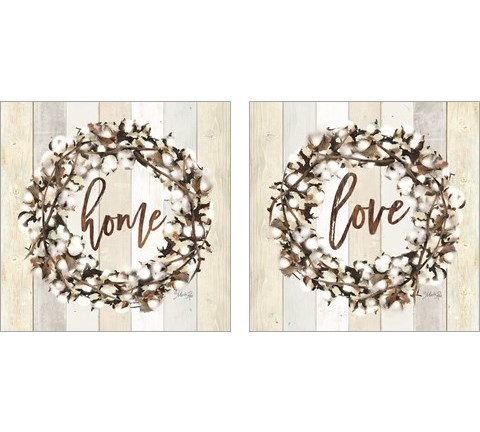 Cotton Wreath 2 Piece Art Print Set by Marla Rae