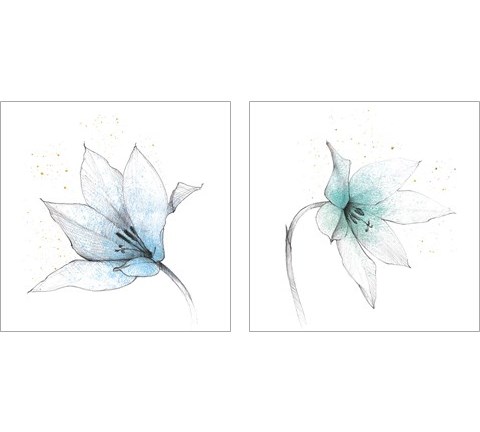 Blue Graphite Flower 2 Piece Art Print Set by Avery Tillmon