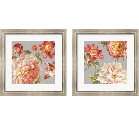 Mixed Floral Crop Gray  2 Piece Framed Art Print Set by Danhui Nai