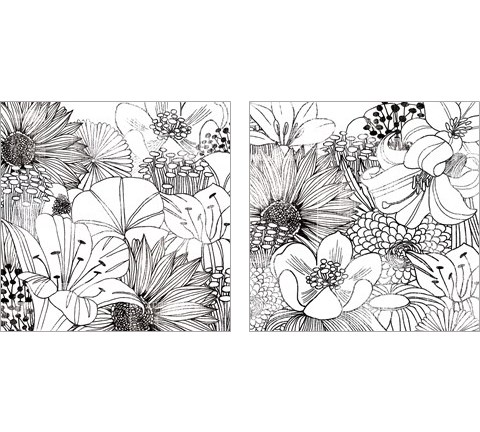 Contemporary Garden Black and White 2 Piece Art Print Set by Michael Mullan