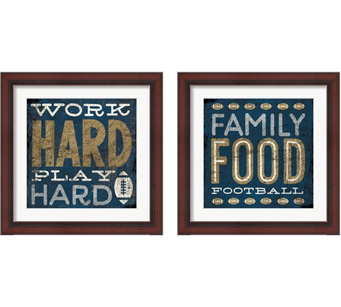 Football Blue 2 Piece Framed Art Print Set by Michael Mullan