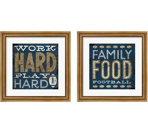 Football Blue 2 Piece Framed Art Print Set by Michael Mullan