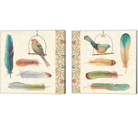 Feather Tales 2 Piece Canvas Print Set by Daphne Brissonnet