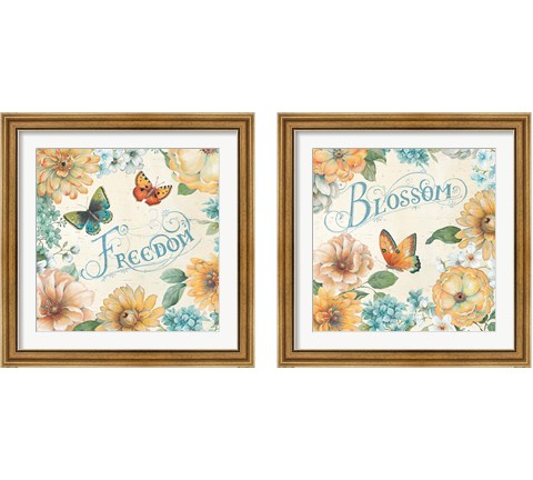 Butterfly Bloom 2 Piece Framed Art Print Set by Daphne Brissonnet