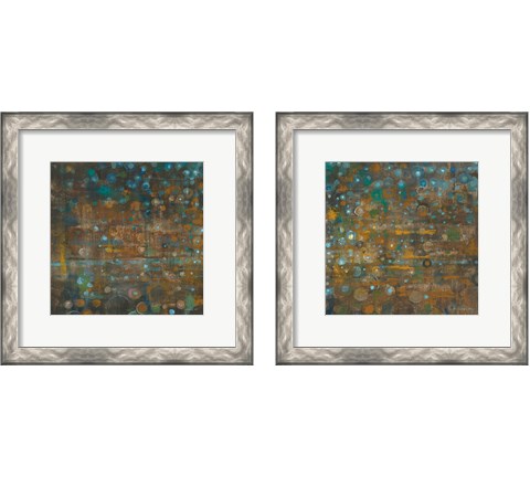 Blue and Bronze Dots 2 Piece Framed Art Print Set by Danhui Nai