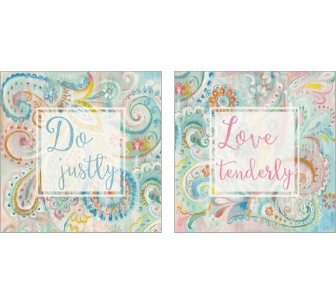 Spring Dream Paisley Pink Sentiment 2 Piece Art Print Set by Danhui Nai