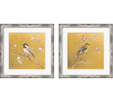 Bird on Gold 2 Piece Framed Art Print Set by Danhui Nai