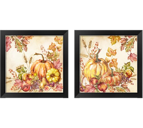 Watercolor Harvest Pumpkins 2 Piece Framed Art Print Set by Tre Sorelle Studios