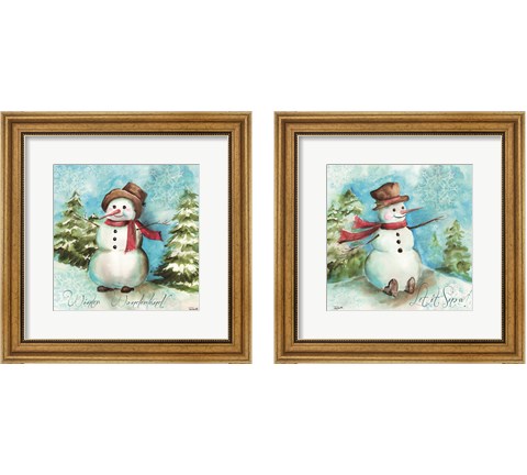 Watercolor Snowmen 2 Piece Framed Art Print Set by Tre Sorelle Studios