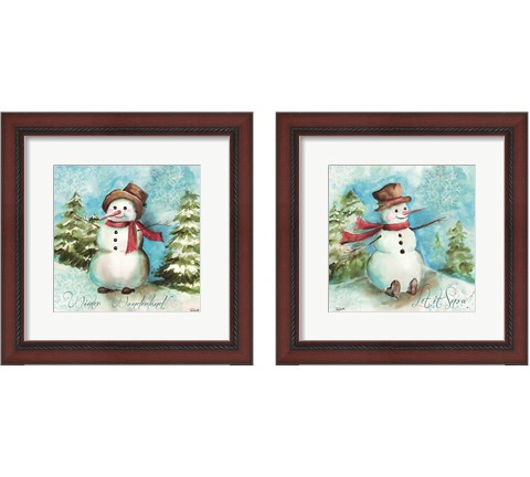 Watercolor Snowmen 2 Piece Framed Art Print Set by Tre Sorelle Studios