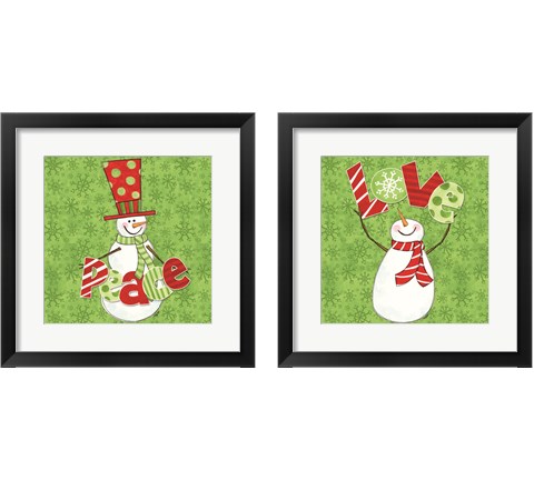 Winter Wonderland Snowmen 2 Piece Framed Art Print Set by Tara Reed