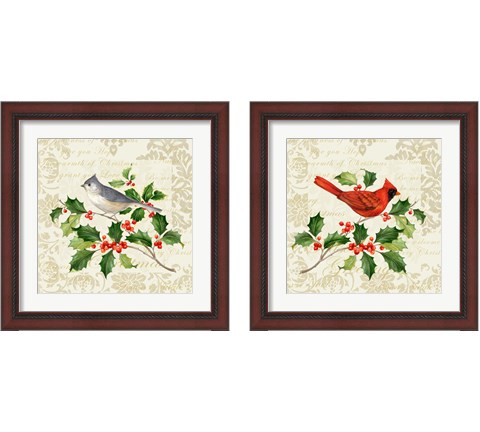 Botanical Christmas Cream 2 Piece Framed Art Print Set by Pamela Gladding