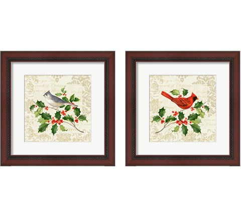 Botanical Christmas Cream 2 Piece Framed Art Print Set by Pamela Gladding