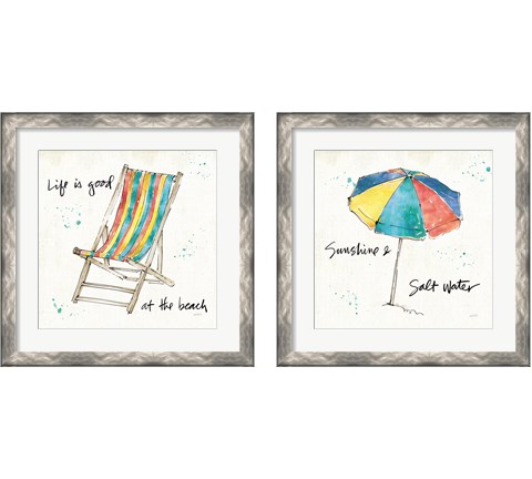 Beach Divas  Color 2 Piece Framed Art Print Set by Anne Tavoletti