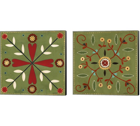 Festive Tiles 2 Piece Canvas Print Set by Anne Tavoletti