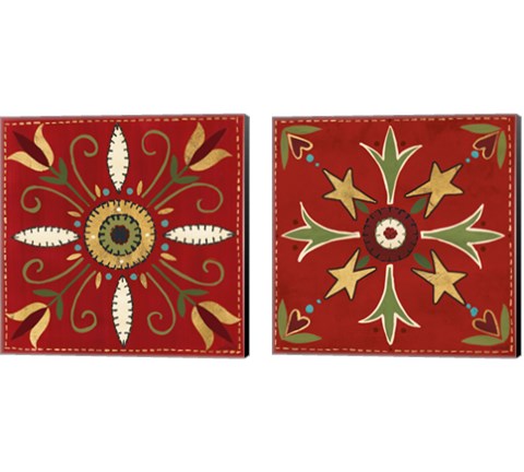 Festive Tiles 2 Piece Canvas Print Set by Anne Tavoletti