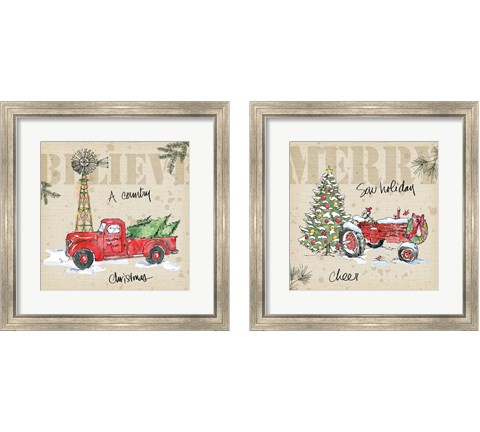 Country Christmas 2 Piece Framed Art Print Set by Anne Tavoletti