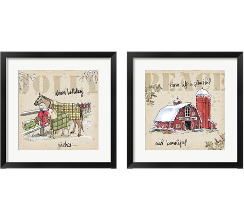 Country Christmas 2 Piece Framed Art Print Set by Anne Tavoletti