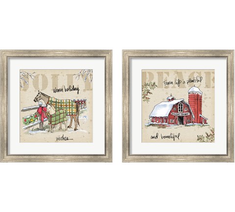 Country Christmas 2 Piece Framed Art Print Set by Anne Tavoletti