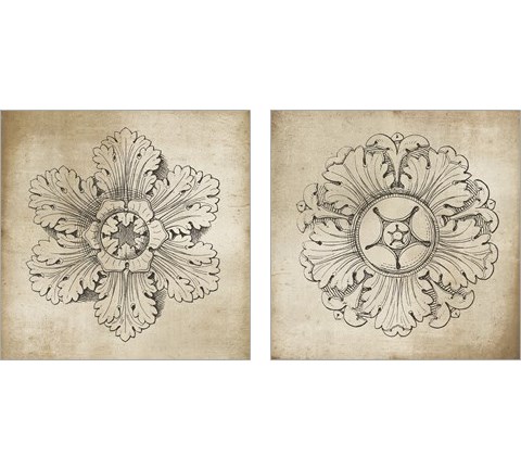 Rosette Neutral 2 Piece Art Print Set by Wild Apple Portfolio