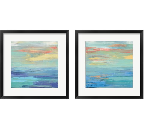 Sunset Beach Bright 2 Piece Framed Art Print Set by Silvia Vassileva